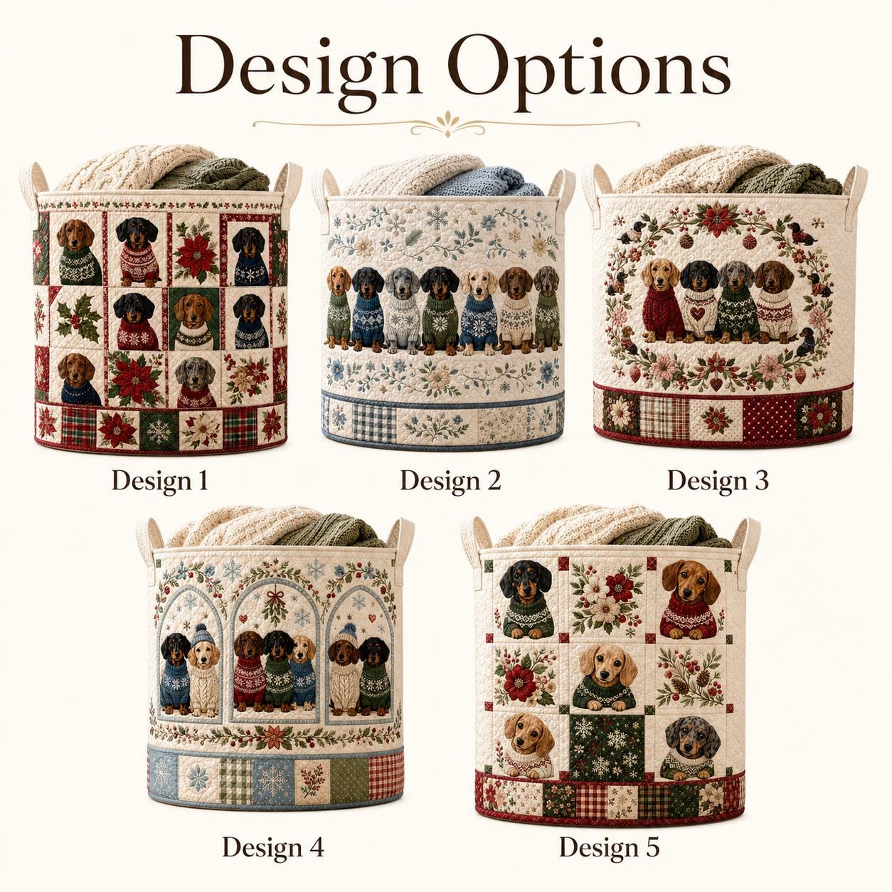 Laundry Basket and Storage Bin with Quilted Styleed Dachshund Wiener Dog and Sweater for Holiday Pet Toy Organizer and Custom Photo - photo 4