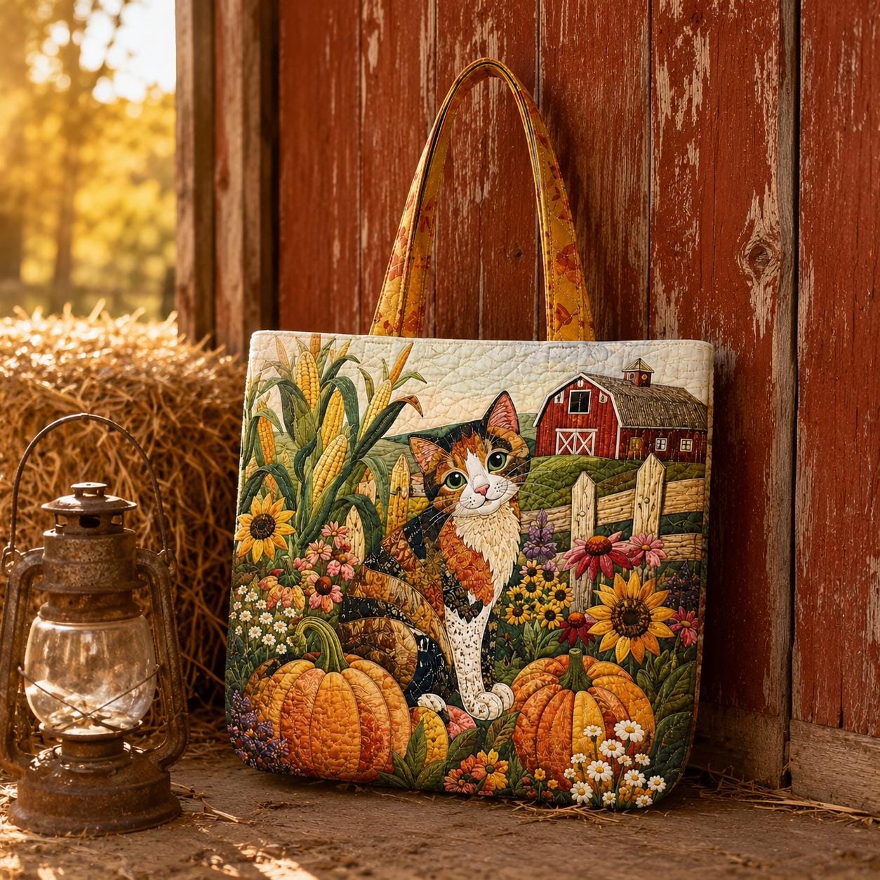 Tote Bag and Shoulder Bag with Personalized Farm Quilted Styleed Country Patchwork for Highland Cow Goose Bunny Cat Sunflower Gift For Her - photo 15