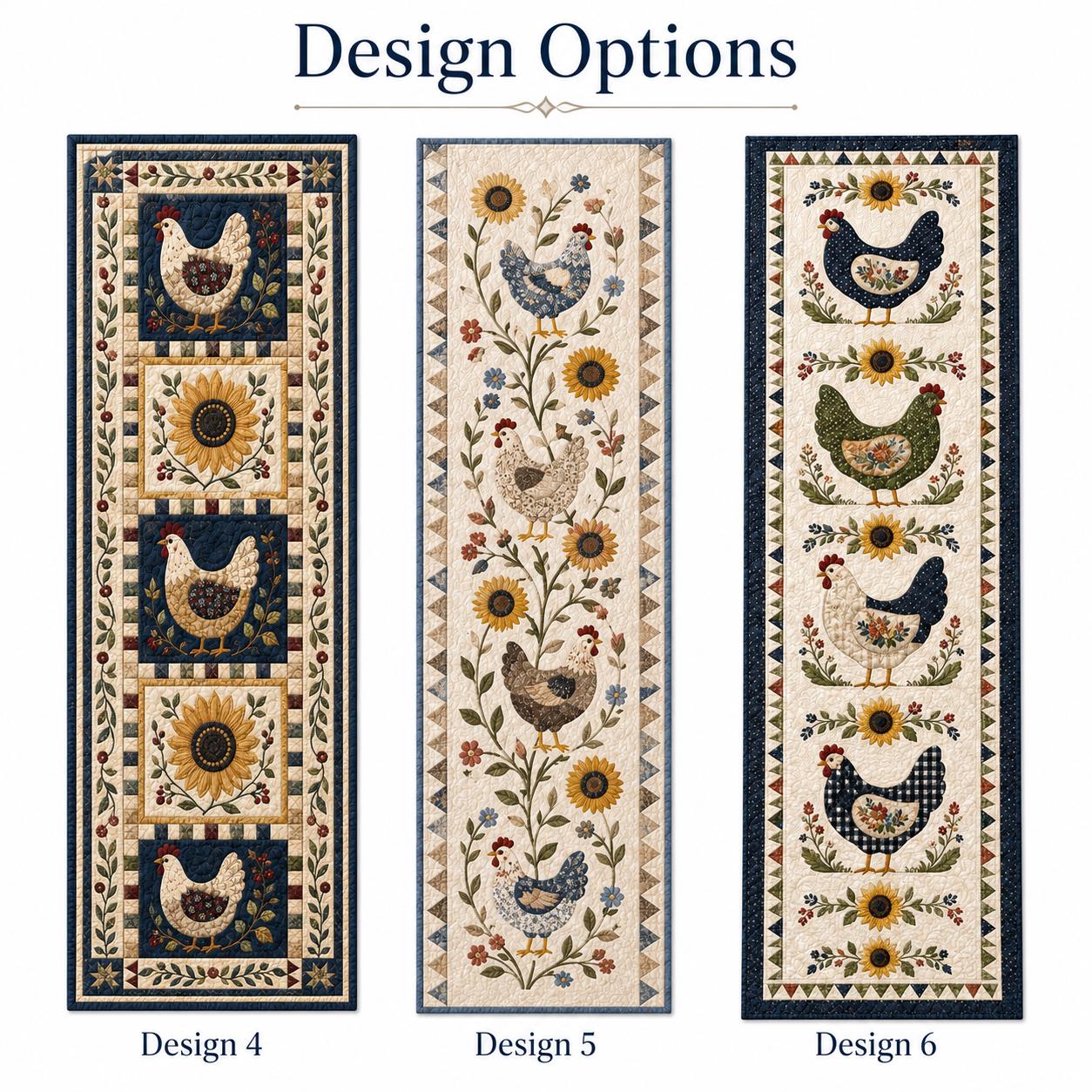 Farmhouse Chicken and Sunflower Quilted Style Table Runner for Rustic Country Table Decor - photo 5
