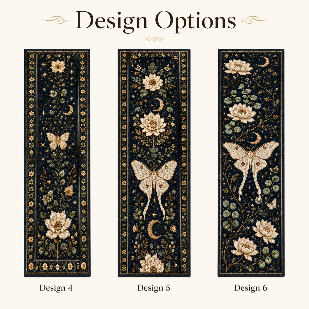Luna Moth Quilted Styleed And Style Table Runner – Celestial Botanical Dark Academia Floral Dining Tablecloth Decor - photo 5