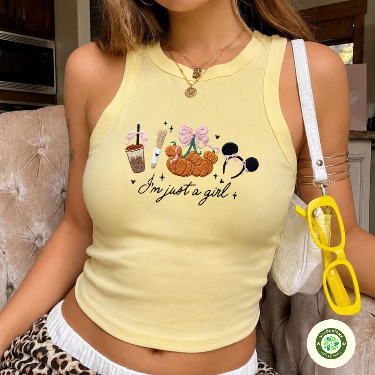 Embroidered Coquette Bow Mickey Minnie Pumpkin Lace Trim Tank Top for Disney Halloween – I'm Just a Girl Trick or Treat Fall Baby Tee - photo 6