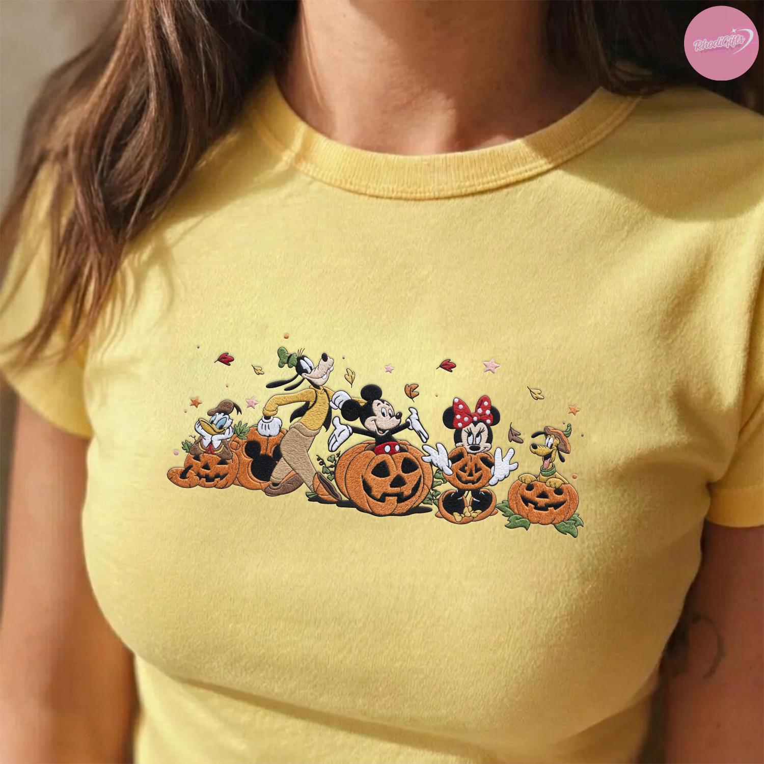 Embroidered Mickey and Friends Autumn Lace Trim Baby Tee Crop Tank for Disneyland Fall Vibes – WDW Disney Halloween Trip Outfit - photo 2