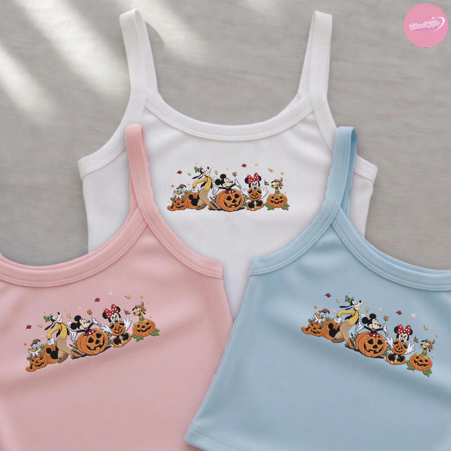 Embroidered Mickey and Friends Autumn Lace Trim Baby Tee Crop Tank for Disneyland Fall Vibes – WDW Disney Halloween Trip Outfit - photo 5