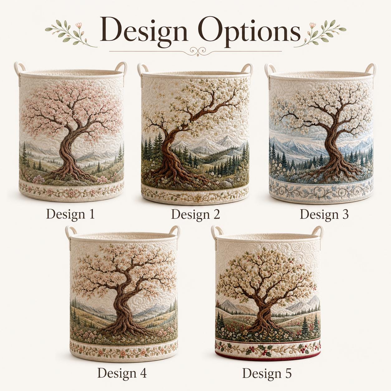 Laundry Basket and Clothes Hamper with Eternal Branch Quilted Styleed Cherry Blossom Tree Design for Gift For Mom - photo 4