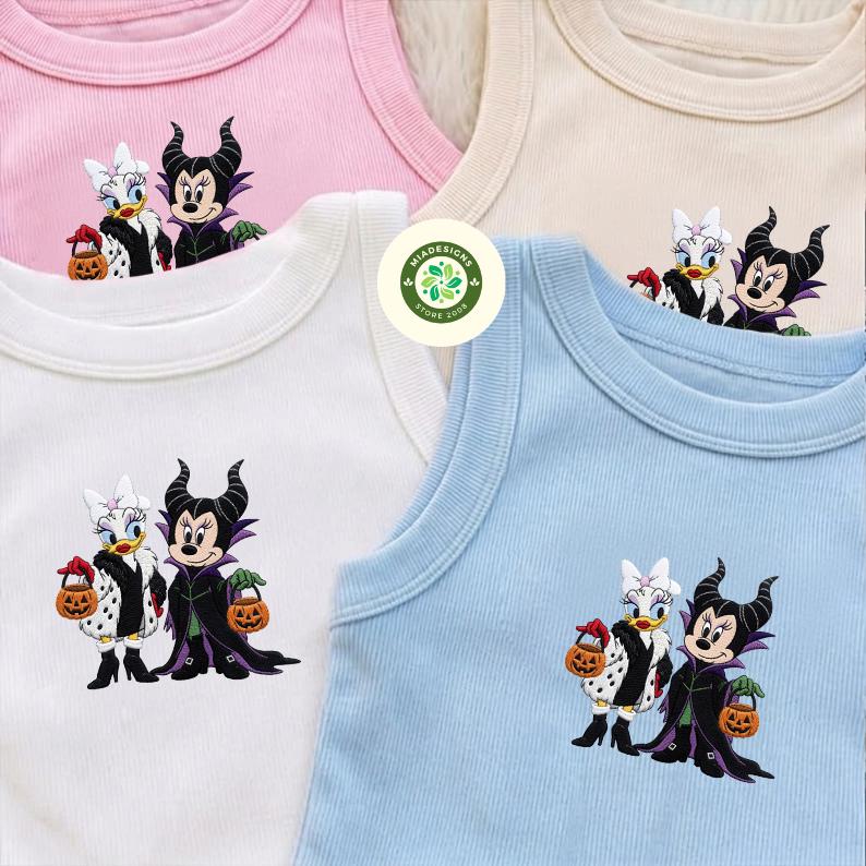 Embroidered Minnie and Daisy Villains Cosplay Lace Trim Tank Top – Disney Besties Halloween Baby Tee Crop Tank for WDW Disneyland Party - photo 2