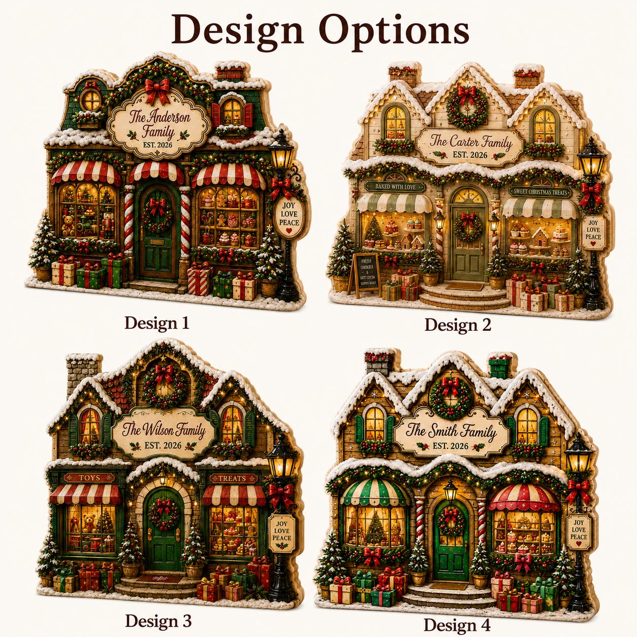Personalized Christmas Family Name House with Custom Gingerbread Wooden Block for Holiday Mantel Decor - photo 4