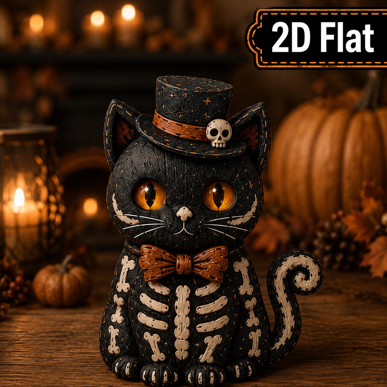Halloween Black Cat Wooden Block Set with Witch Devil Skeleton Ghost Kitty Shelf Decor and Spooky Cat Lover Gift - photo 2