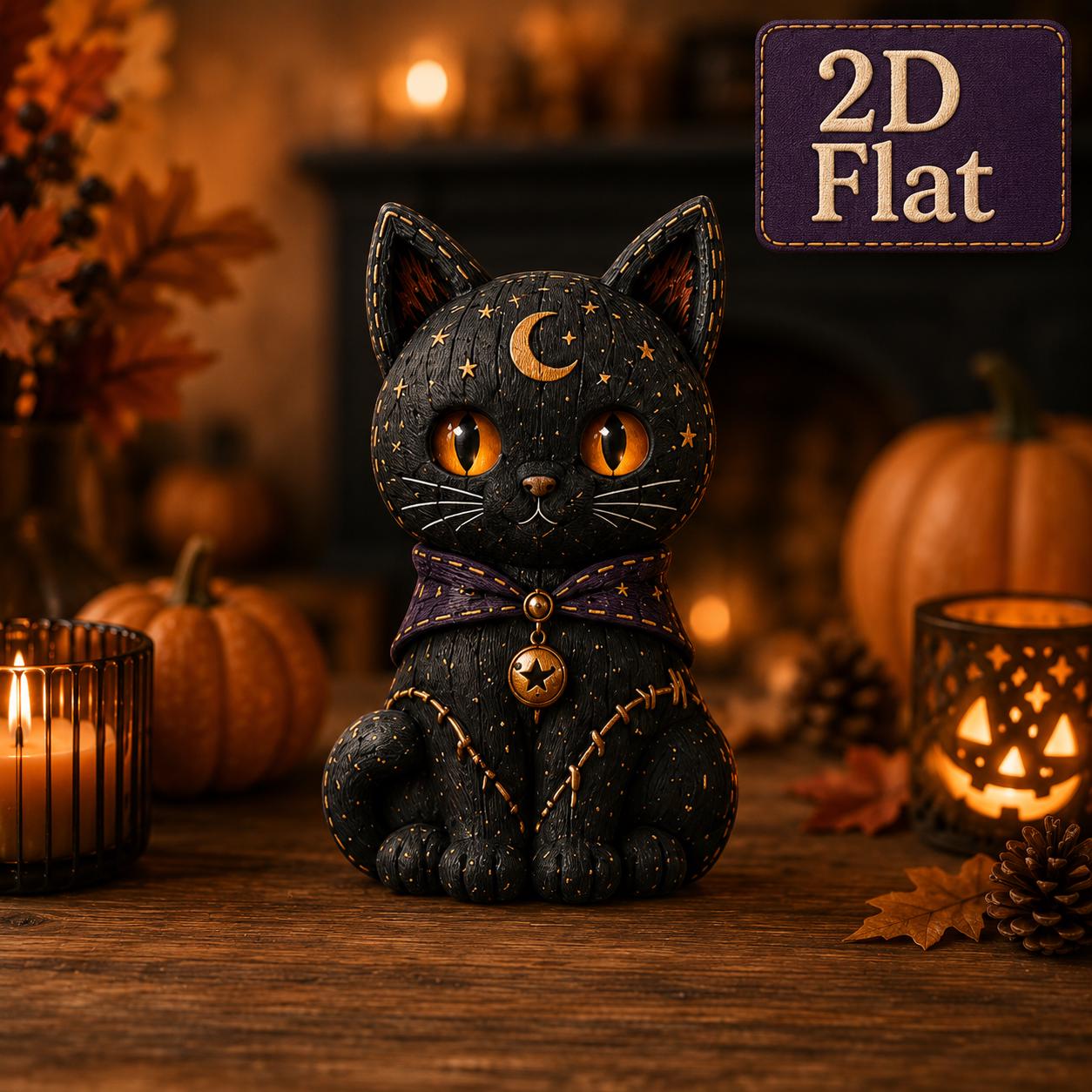 Halloween Black Cat Wooden Block Set with Witch Devil Skeleton Ghost Kitty Shelf Decor and Spooky Cat Lover Gift - photo 6