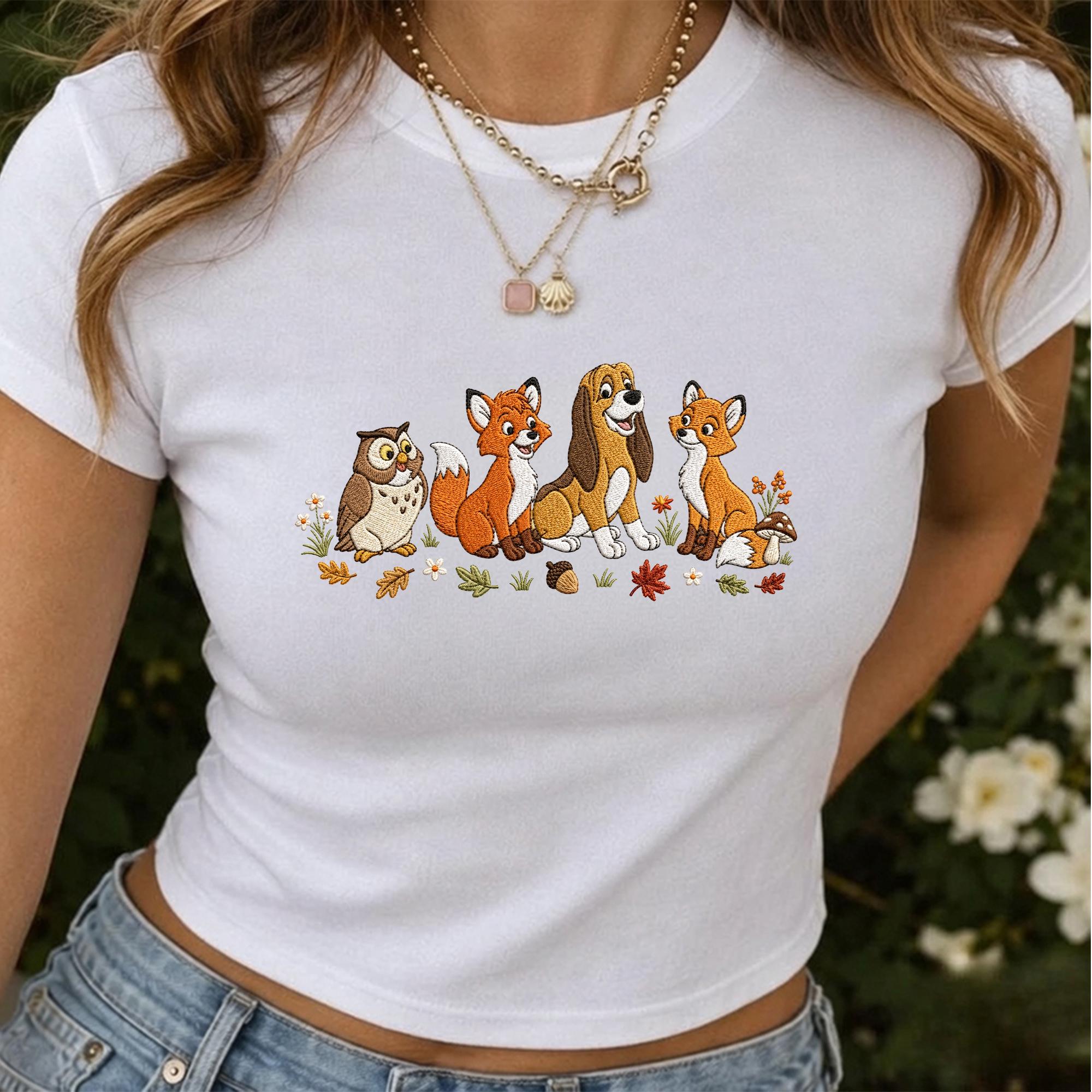 Fox and the Hound Embroidered Disney Sweatshirt Hoodie Quarter Zip Baby Tee With Tod and Copper – Park Outfit Gift for Disney Mom and Dad