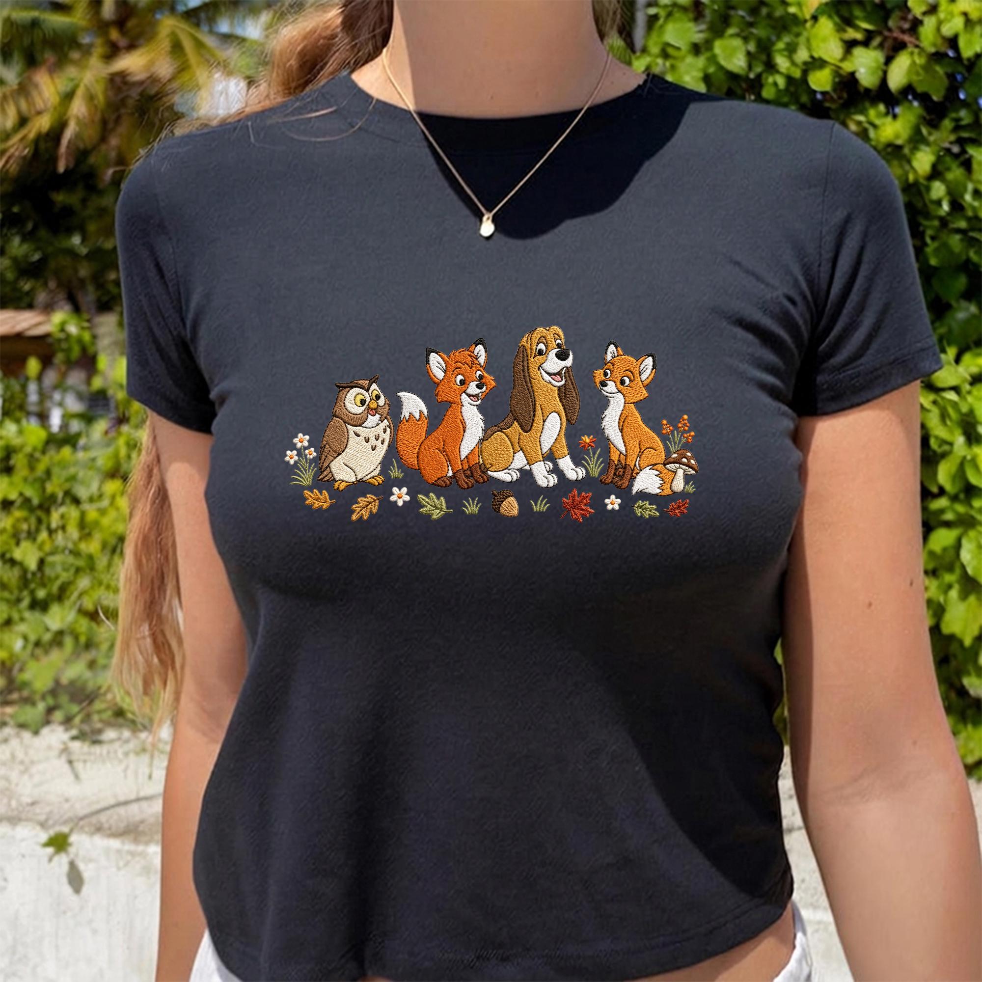 Fox and the Hound Embroidered Disney Sweatshirt Hoodie Quarter Zip Baby Tee With Tod and Copper – Park Outfit Gift for Disney Mom and Dad - photo 2
