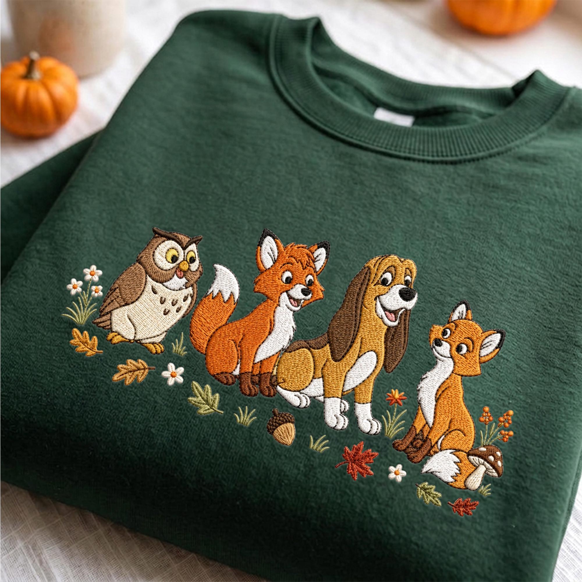 Fox and the Hound Embroidered Disney Sweatshirt Hoodie Quarter Zip Baby Tee With Tod and Copper – Park Outfit Gift for Disney Mom and Dad - photo 4