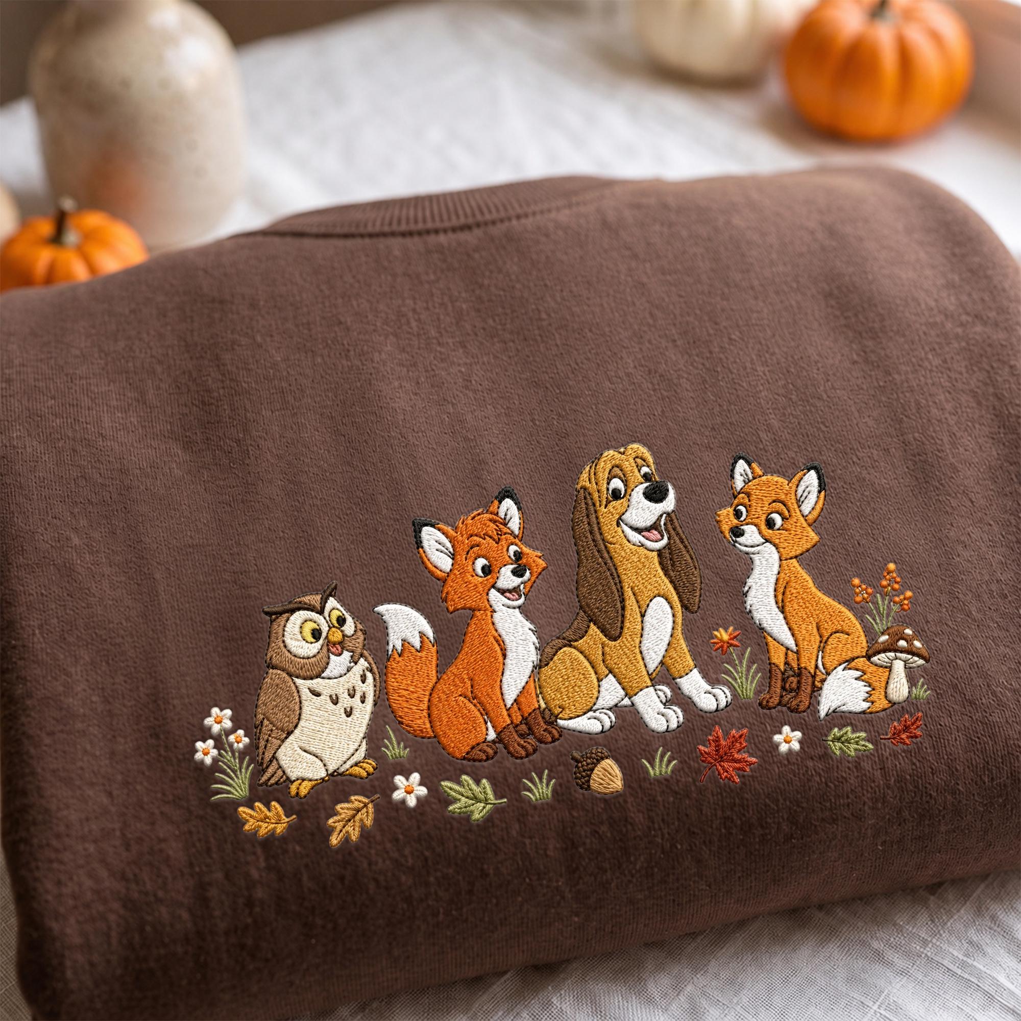 Fox and the Hound Embroidered Disney Sweatshirt Hoodie Quarter Zip Baby Tee With Tod and Copper – Park Outfit Gift for Disney Mom and Dad - photo 5