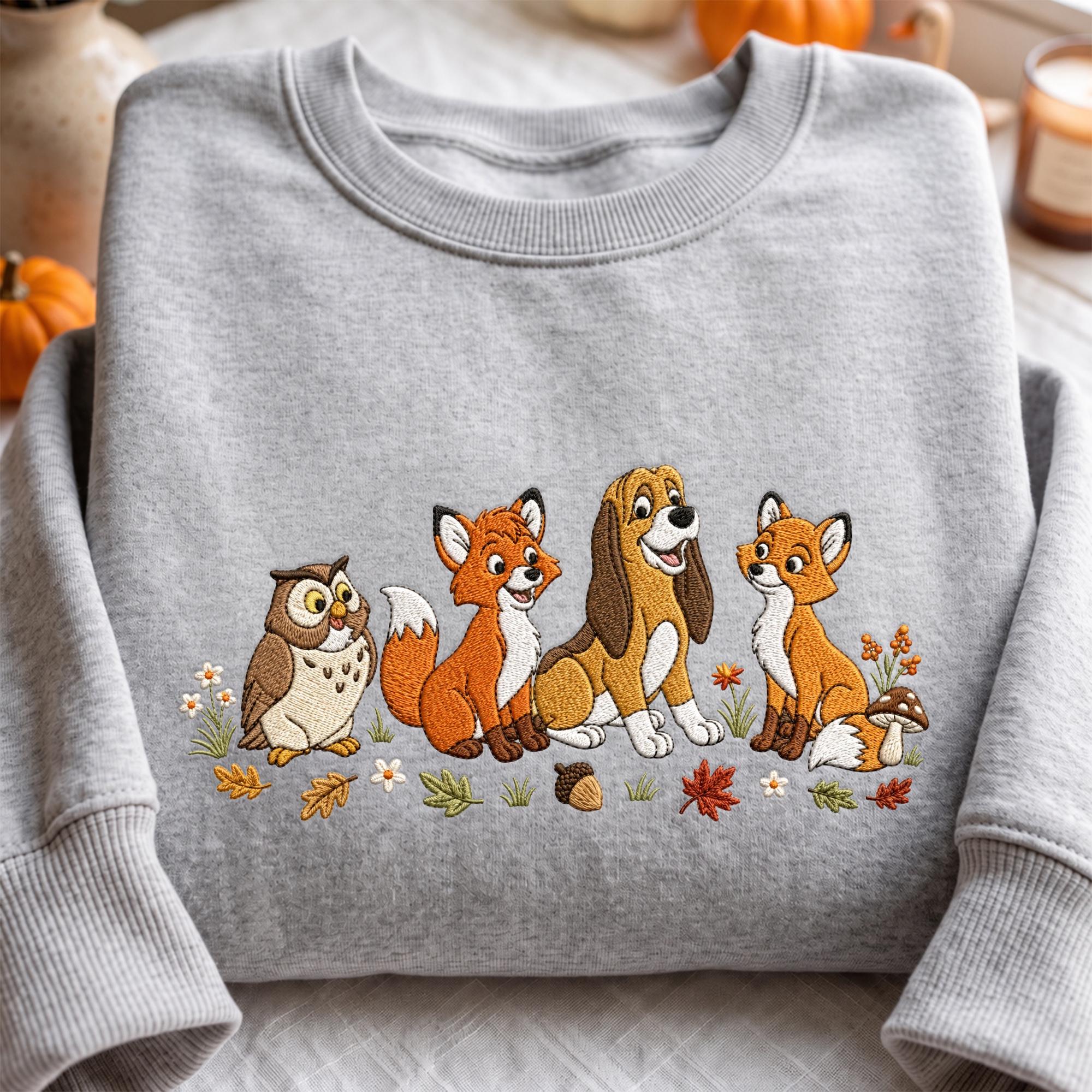 Fox and the Hound Embroidered Disney Sweatshirt Hoodie Quarter Zip Baby Tee With Tod and Copper – Park Outfit Gift for Disney Mom and Dad - photo 6