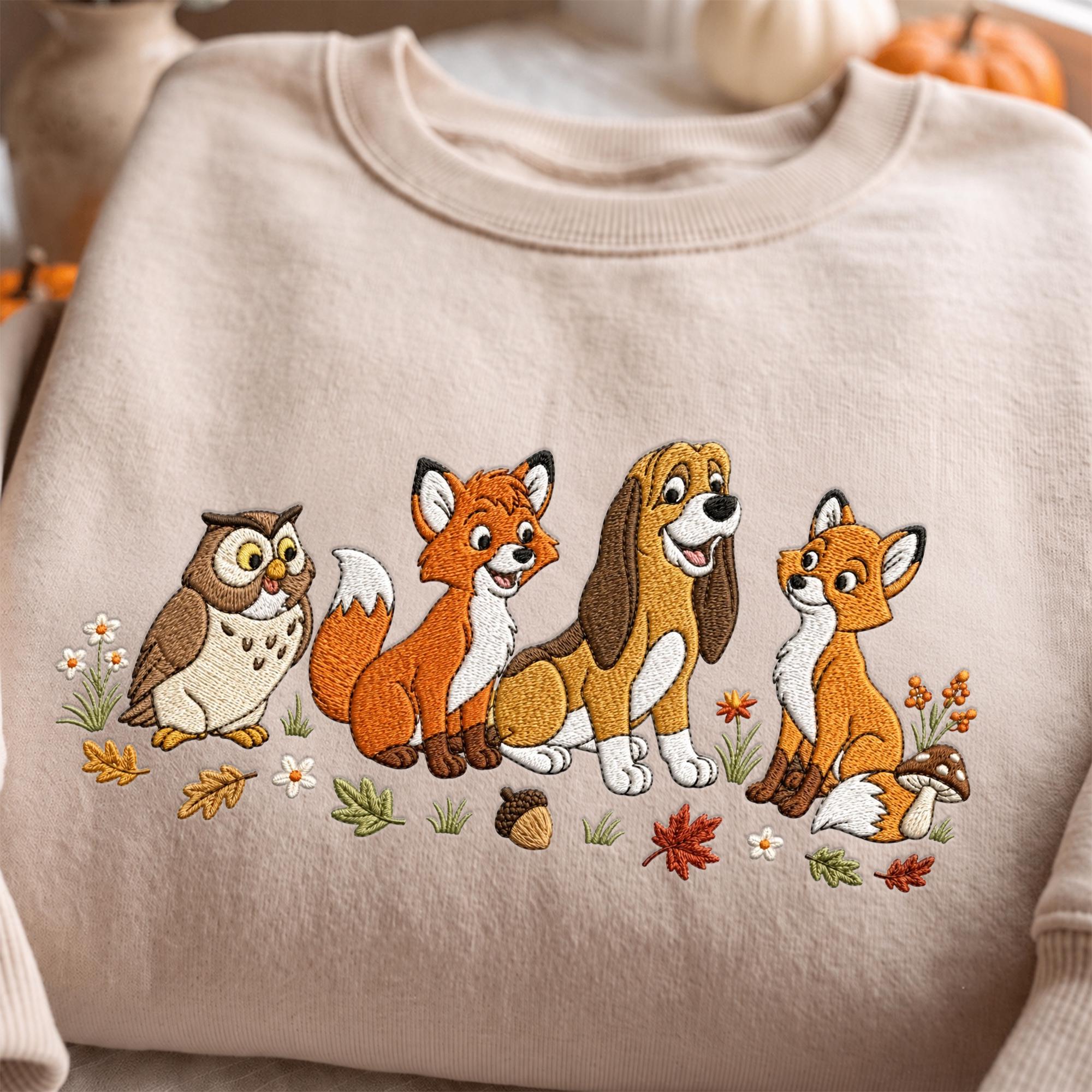 Fox and the Hound Embroidered Disney Sweatshirt Hoodie Quarter Zip Baby Tee With Tod and Copper – Park Outfit Gift for Disney Mom and Dad - photo 7