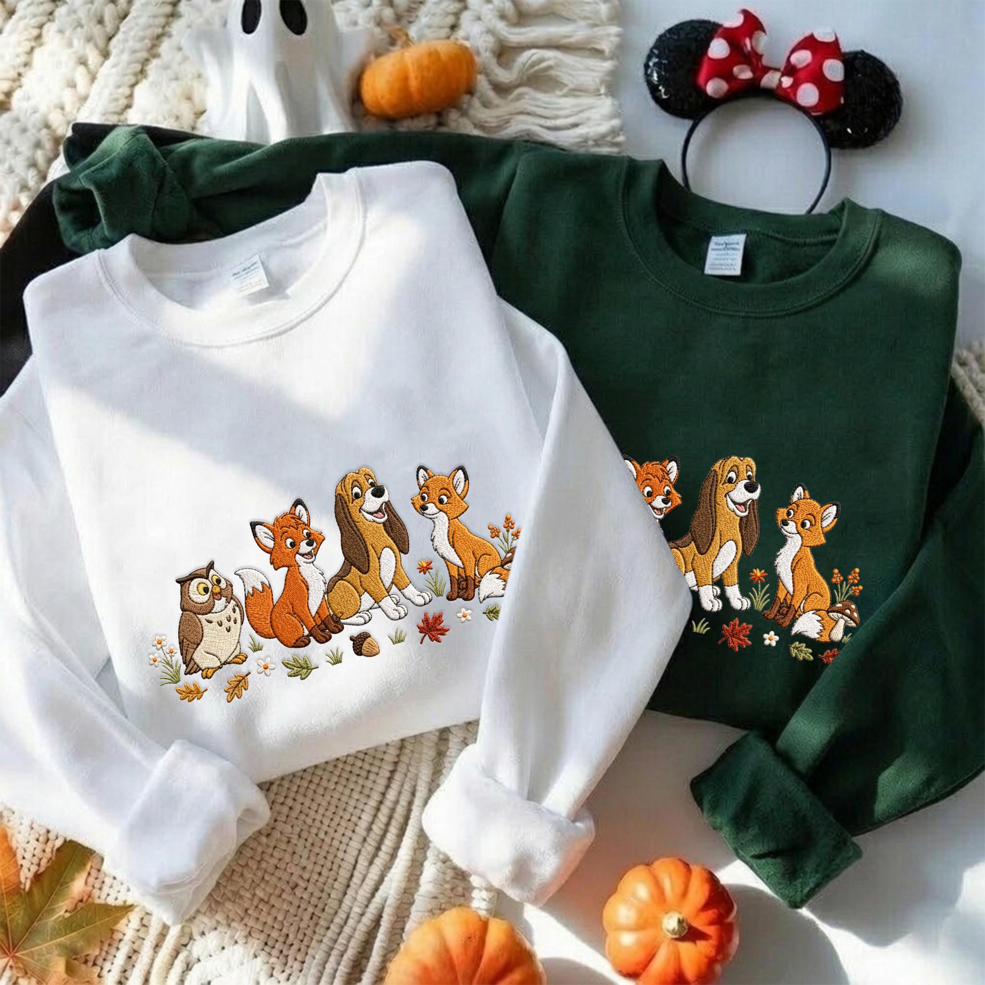 Fox and the Hound Embroidered Disney Sweatshirt Hoodie Quarter Zip Baby Tee With Tod and Copper – Park Outfit Gift for Disney Mom and Dad - photo 11