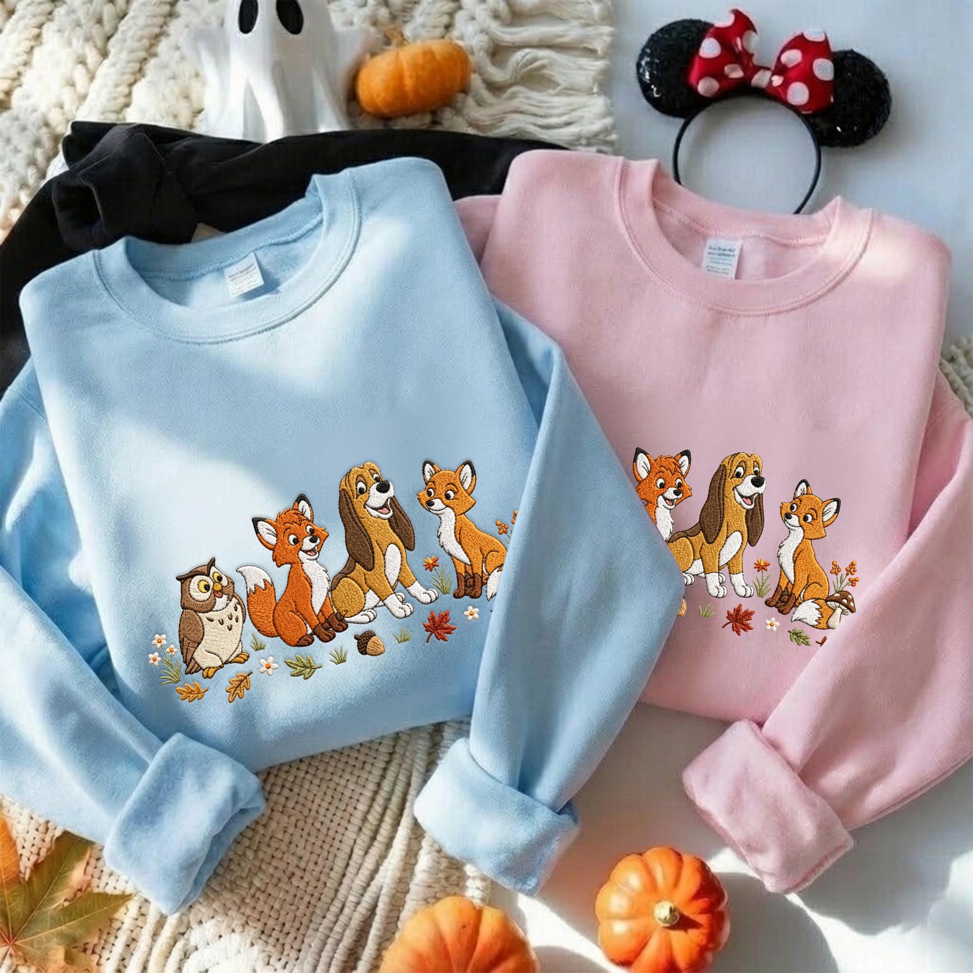 Fox and the Hound Embroidered Disney Sweatshirt Hoodie Quarter Zip Baby Tee With Tod and Copper – Park Outfit Gift for Disney Mom and Dad - photo 12