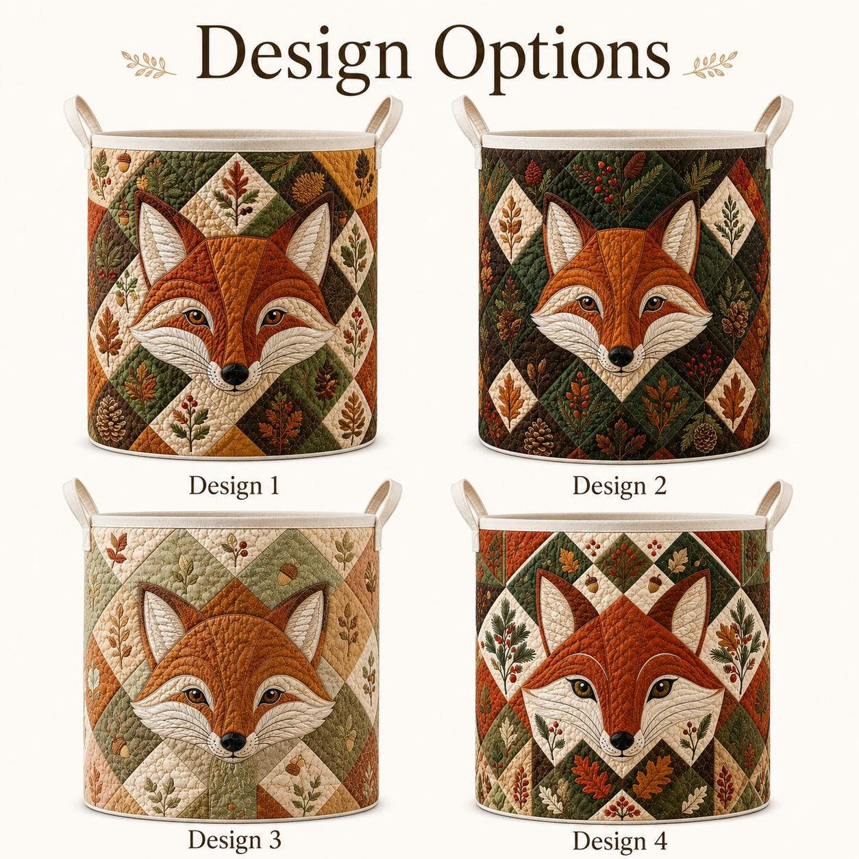 Storage Basket and Laundry Bin with Quilted Styleed Woodland Fox and Rustic Autumn Design for Wild Animal Lovers Quilted Style Storage Bins - photo 5