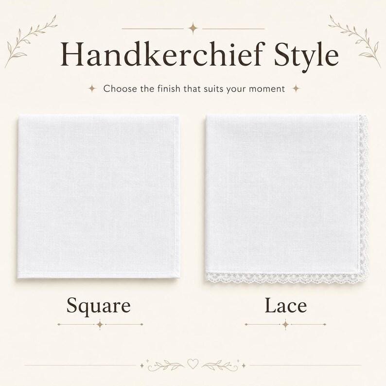 Handkerchief and Bridal Party Keepsake Gift with Embroidered Wedding Design, Personalized Couple Name Date Hankie, and Custom Floral - photo 6