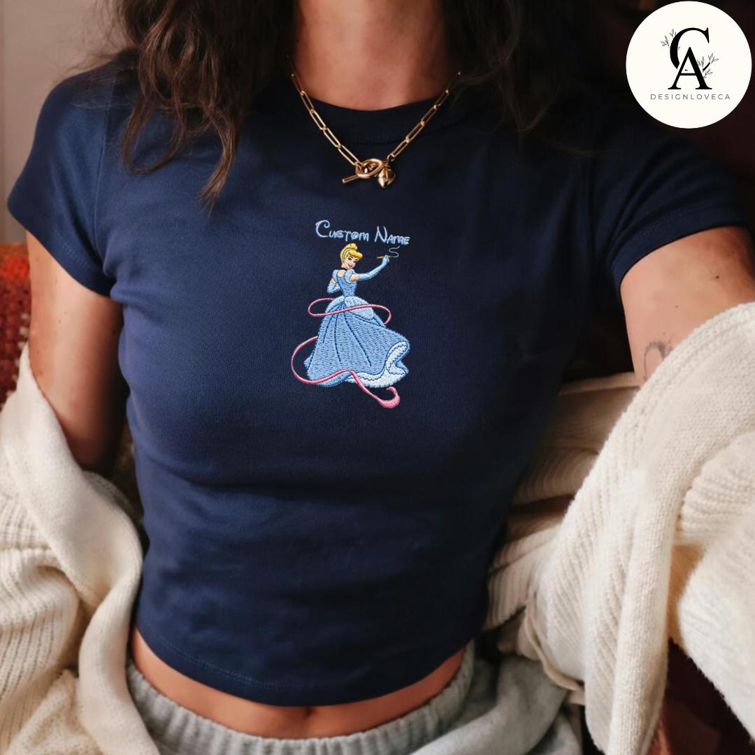 Personalized Embroidered Disney Trip Baby Tee Crop Tank With All Princess Characters – Walt Disney World Disneyland Lace Trim Tank Top - photo 9