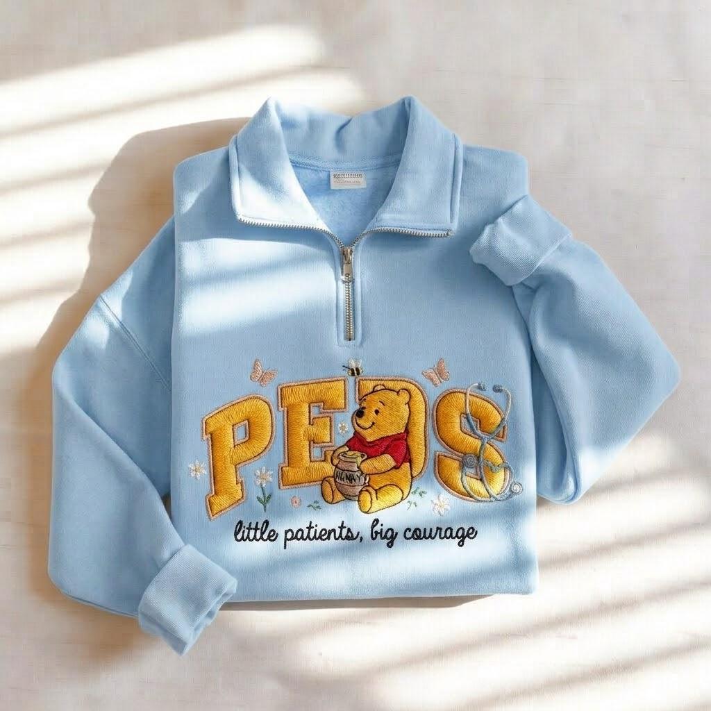 Embroidered Winnie the Pooh Pediatric Nurse Sweatshirt – Peds Nurse Crewneck and Pooh Sweatshirt for Pediatric Nurse Gift - photo 6