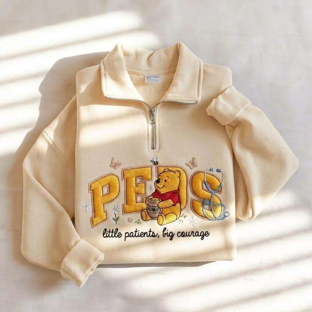 Embroidered Winnie the Pooh Pediatric Nurse Sweatshirt – Peds Nurse Crewneck and Pooh Sweatshirt for Pediatric Nurse Gift - photo 8