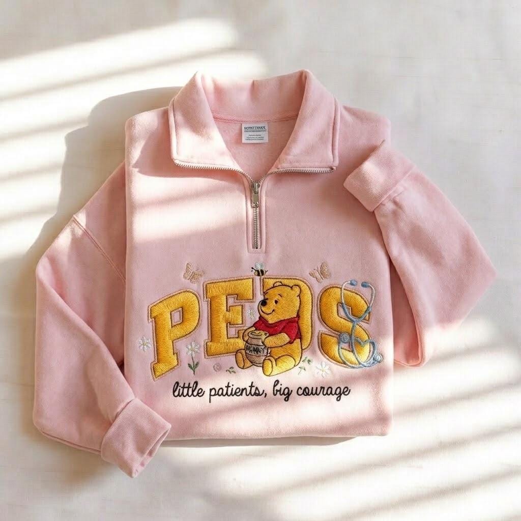 Embroidered Winnie the Pooh Pediatric Nurse Sweatshirt – Peds Nurse Crewneck and Pooh Sweatshirt for Pediatric Nurse Gift - photo 9