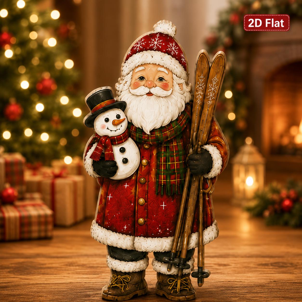 Santa Claus Wooden Block Set with Christmas Character Figurines for Vintage Holiday Shelf Decor - photo 4
