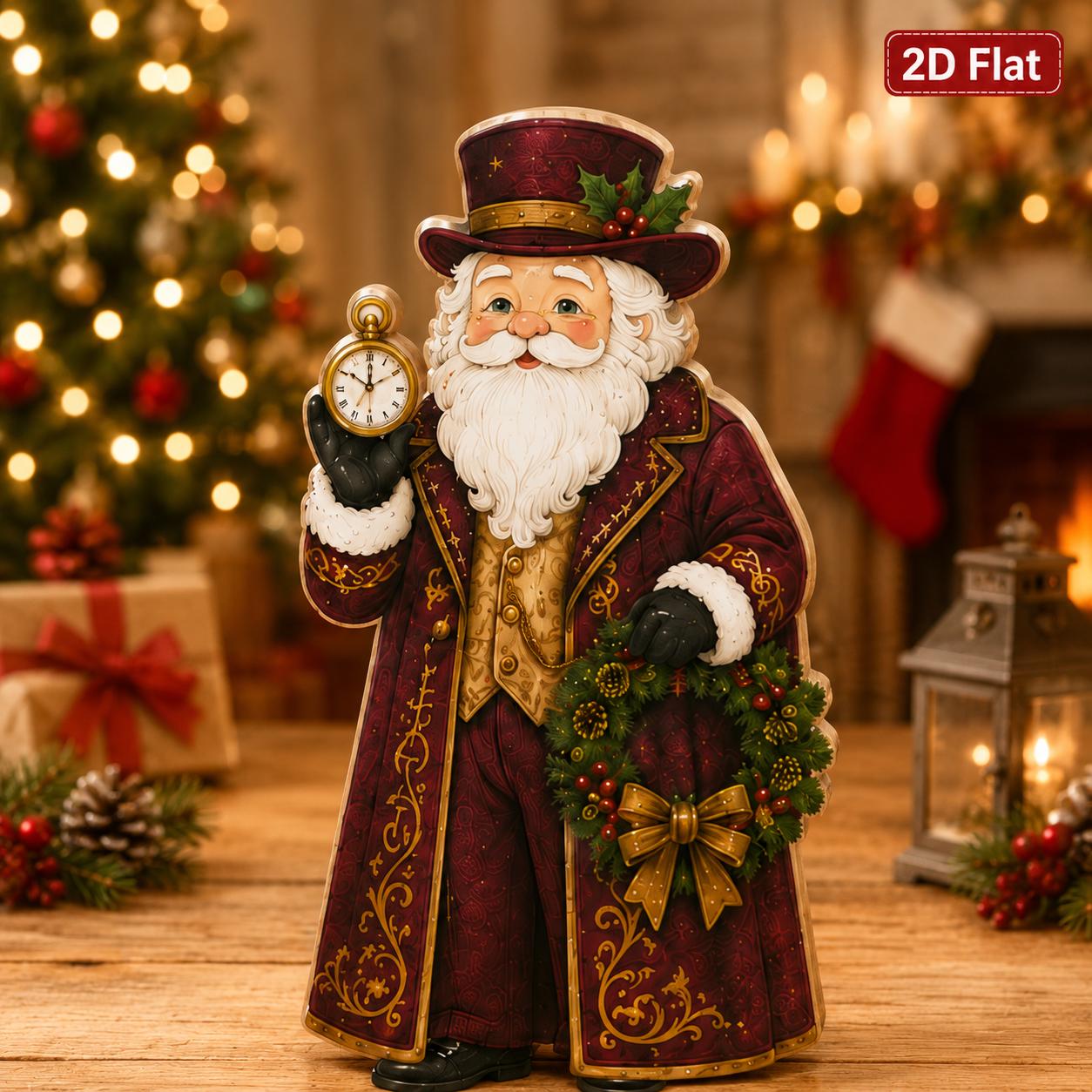 Santa Claus Wooden Block Set with Christmas Character Figurines for Vintage Holiday Shelf Decor - photo 5