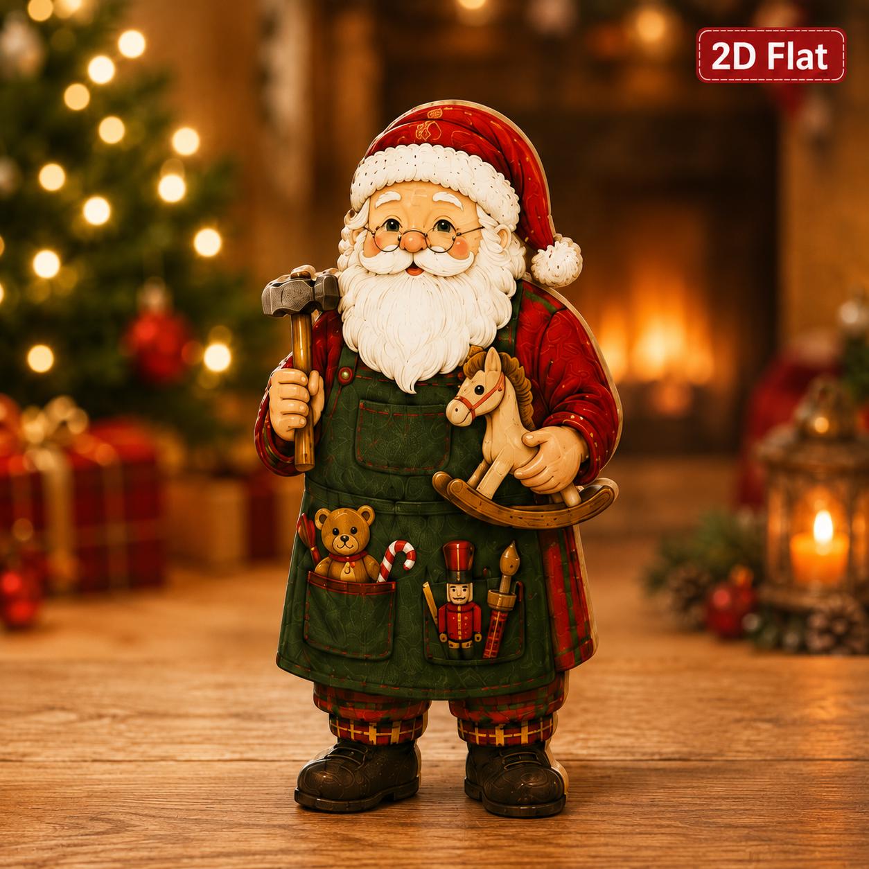 Santa Claus Wooden Block Set with Christmas Character Figurines for Vintage Holiday Shelf Decor - photo 8