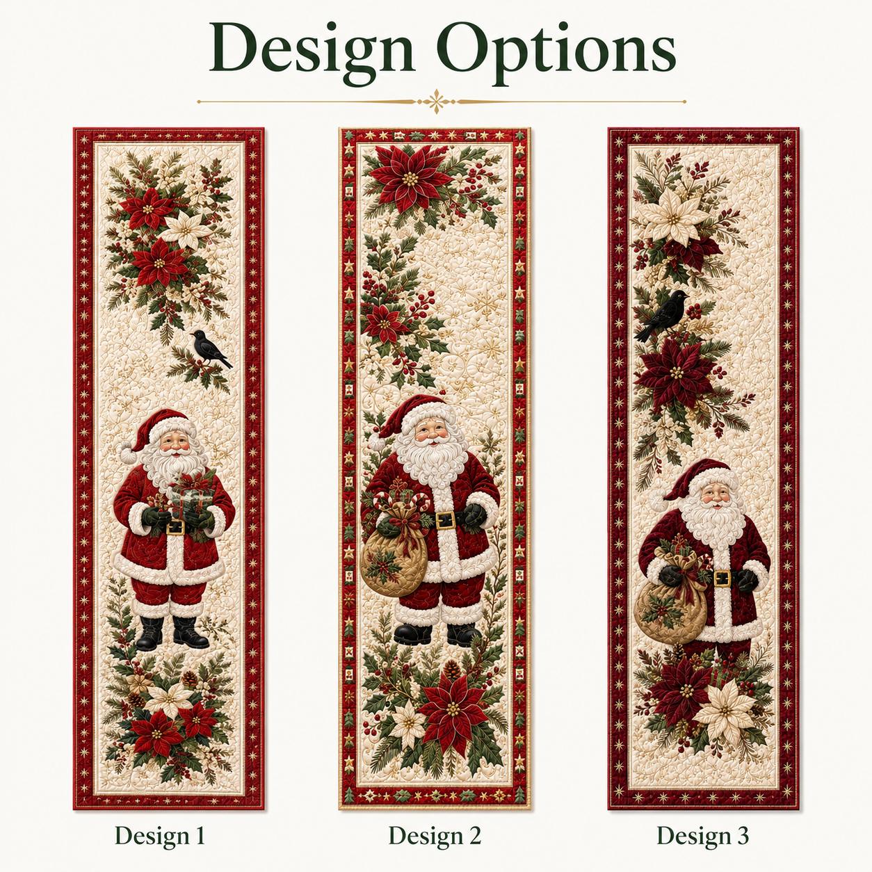 Santa Claus and Poinsettia Quilted Style Table Runner – Winter Holiday Home Decors for Farmhouse Christmas Decor - photo 4