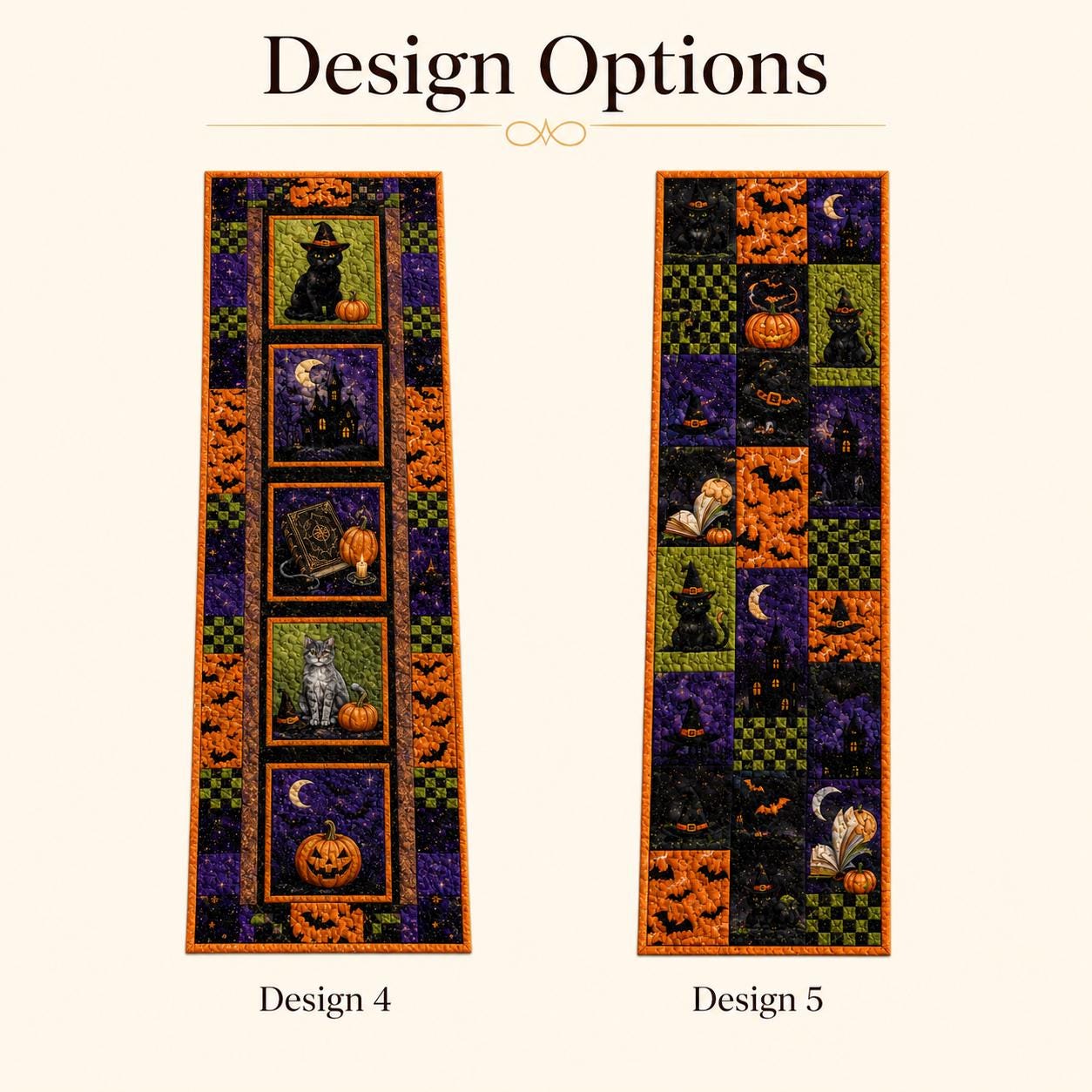 Halloween Witchy Table Runner with Witch Black Cat Cauldron Pumpkin Quilted Table Decor for Spooky Gothic Haunted Cottage Fall Dining Room Decor - photo 5