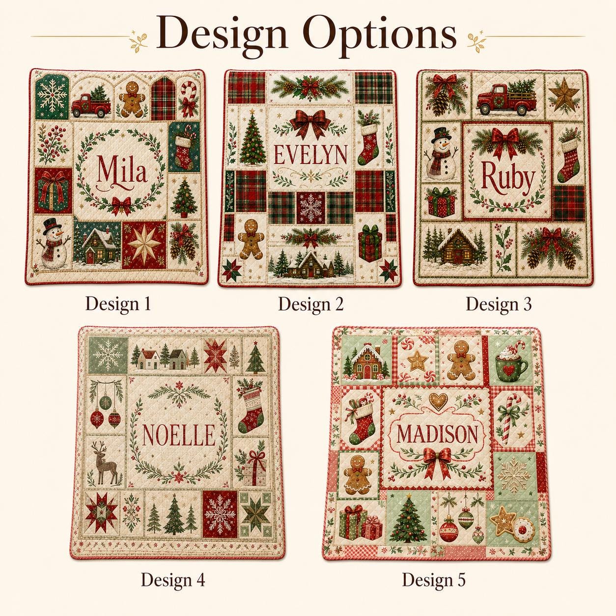Personalized Christmas Quilted Style Blanket with Custom Name Vintage Patchwork Holiday Keepsake for Christmas Gingerbread Keepsake - photo 4