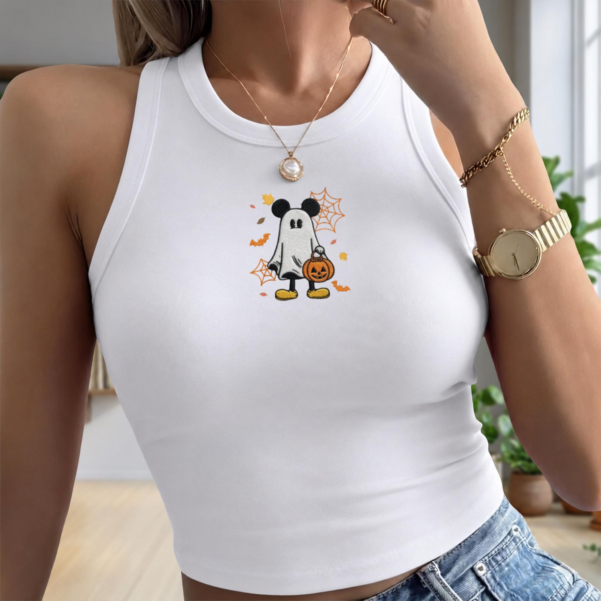 Embroidered Disney Halloween Ghost Mickey Tank Top for Summer Women – WDW Disneyland Matching Shirt - photo 2