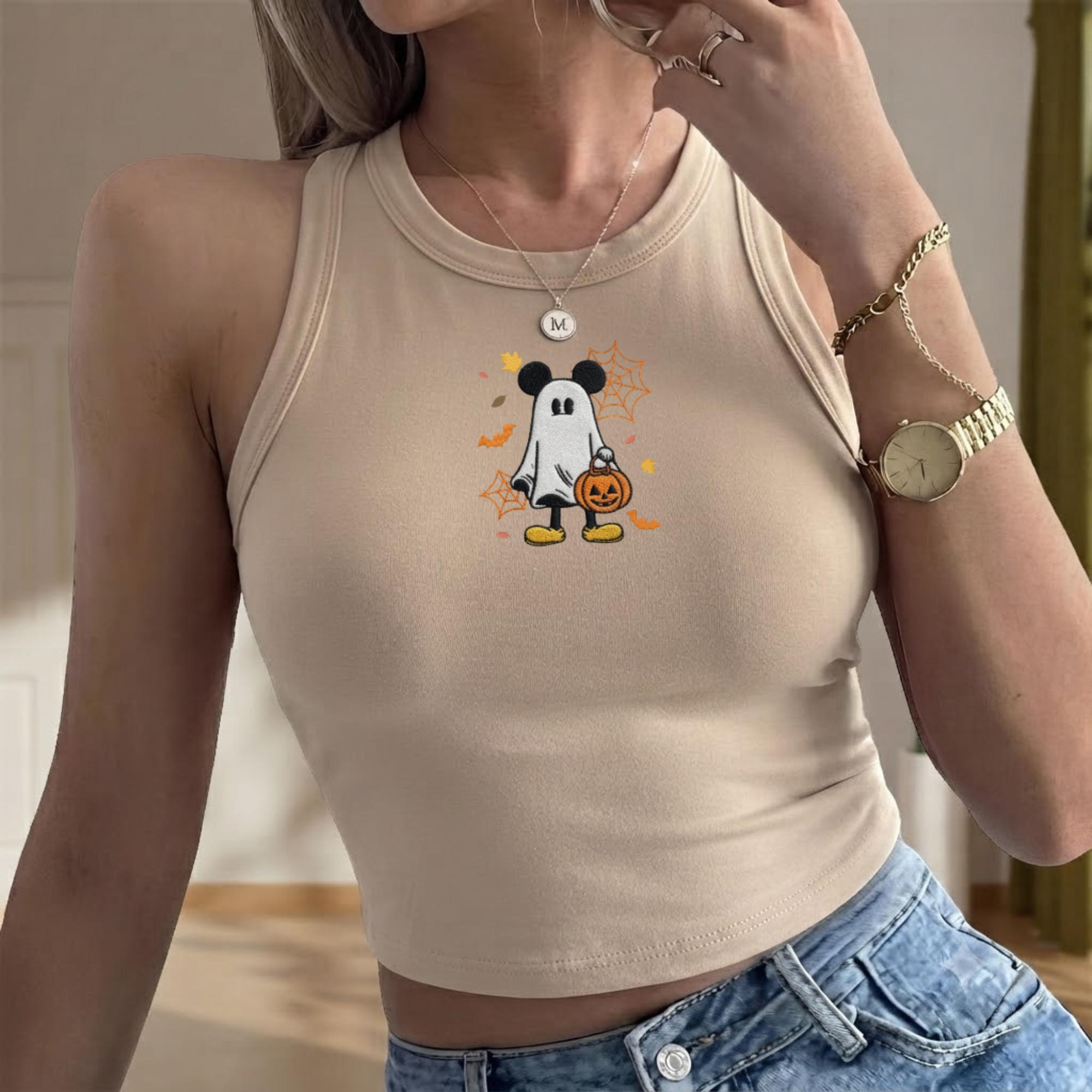 Embroidered Disney Halloween Ghost Mickey Tank Top for Summer Women – WDW Disneyland Matching Shirt - photo 13