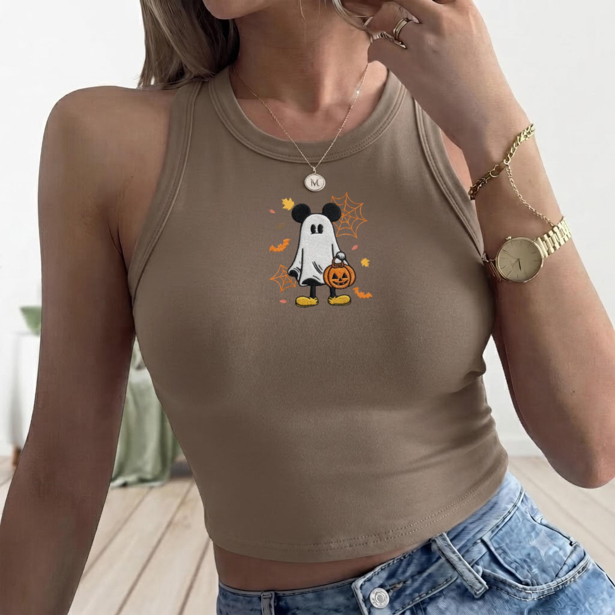 Embroidered Disney Halloween Ghost Mickey Tank Top for Summer Women – WDW Disneyland Matching Shirt - photo 14