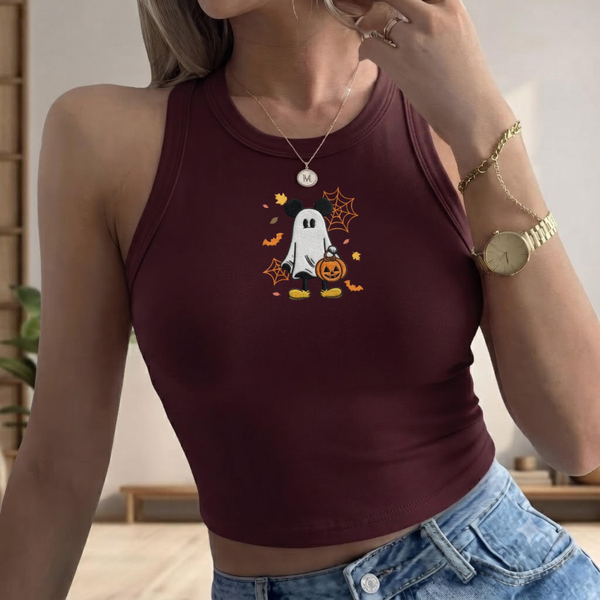 Embroidered Disney Halloween Ghost Mickey Tank Top for Summer Women – WDW Disneyland Matching Shirt - photo 18