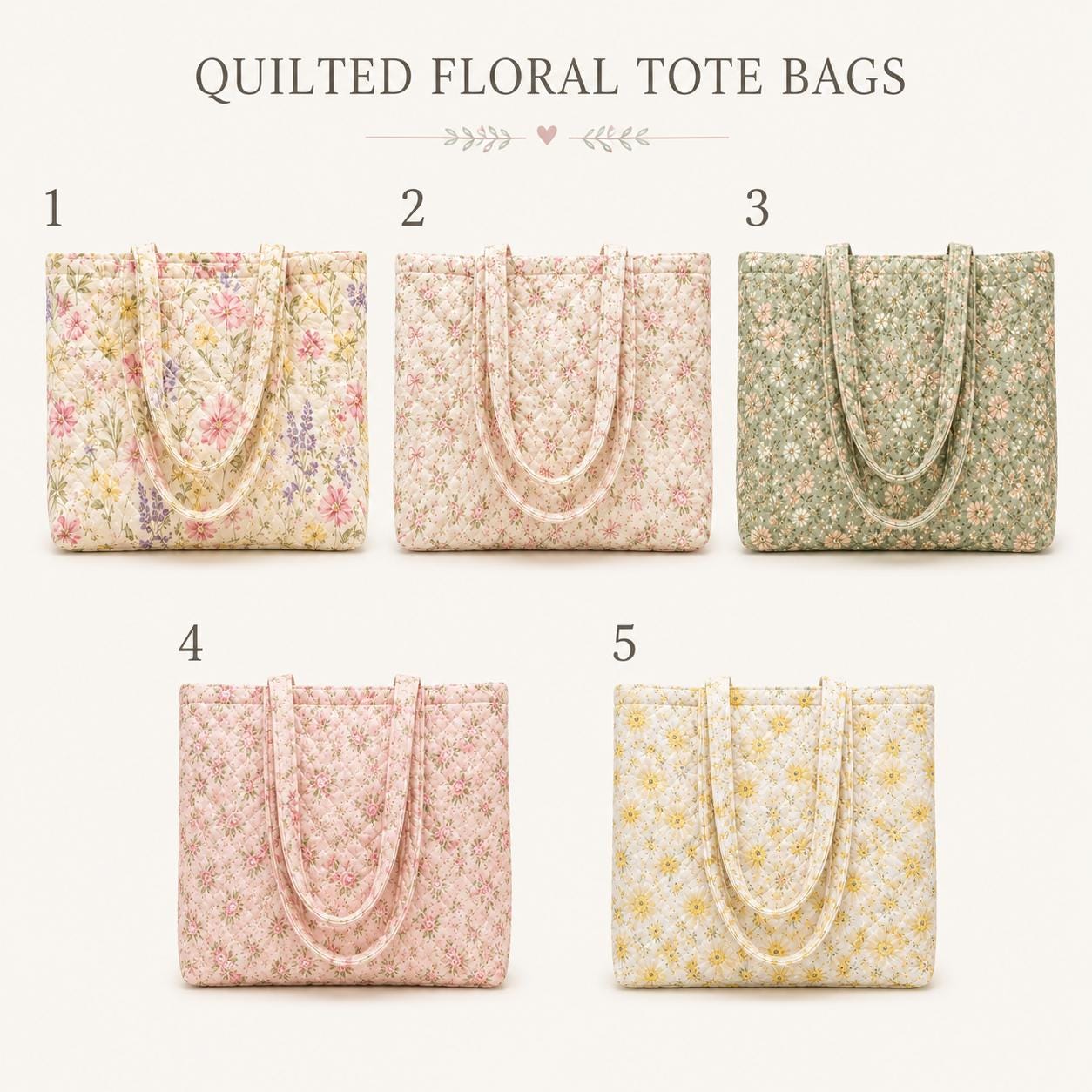 Personalized Quilted Floral Tote Bag with Custom Name Cottagecore Shoulder Bag and Daisy Rose Garden Tote for Cute Everyday Purse and Gift for Her - photo 4