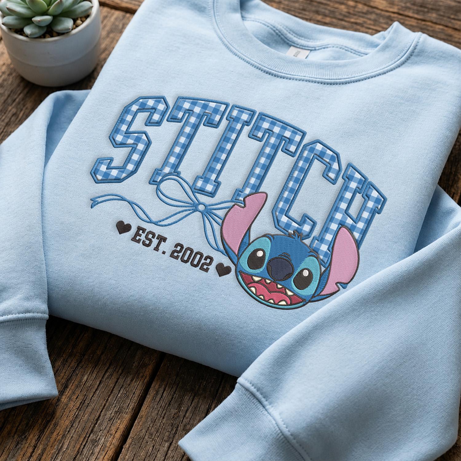 Custom Embroidered Disney Characters Sweatshirt With Mickey and Friends Gingham Applique – WDW Disneyland Family Matching Trip Crewneck - photo 5