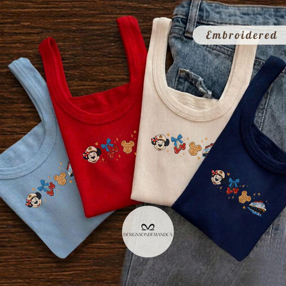 Embroidered Disney Cruise Line Coquette Minnie Mouse Lace Trim Tank Top – Wish Dream Magic Wonder Fantasy Tee for Girls Cruise Trip - photo 4