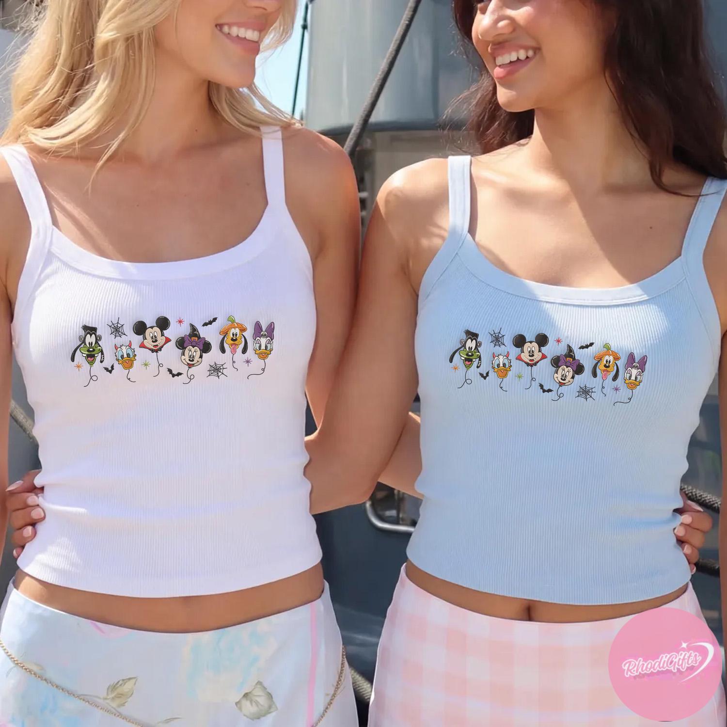 Embroidered Mickey and Friends Halloween Balloons Crop Tank – Mickey's Not So Scary Halloween Party Outfit Lace Trim Tank Top for Girls - photo 5