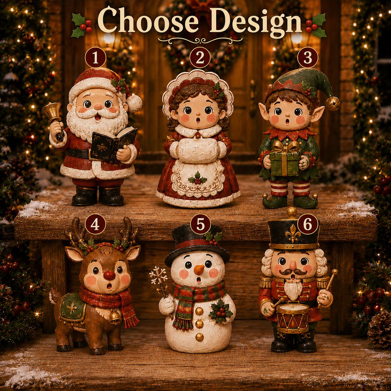 Christmas Character Wooden Block Set with Santa Mrs Claus Elf Reindeer Snowman and Nutcracker Shelf Decor - photo 4