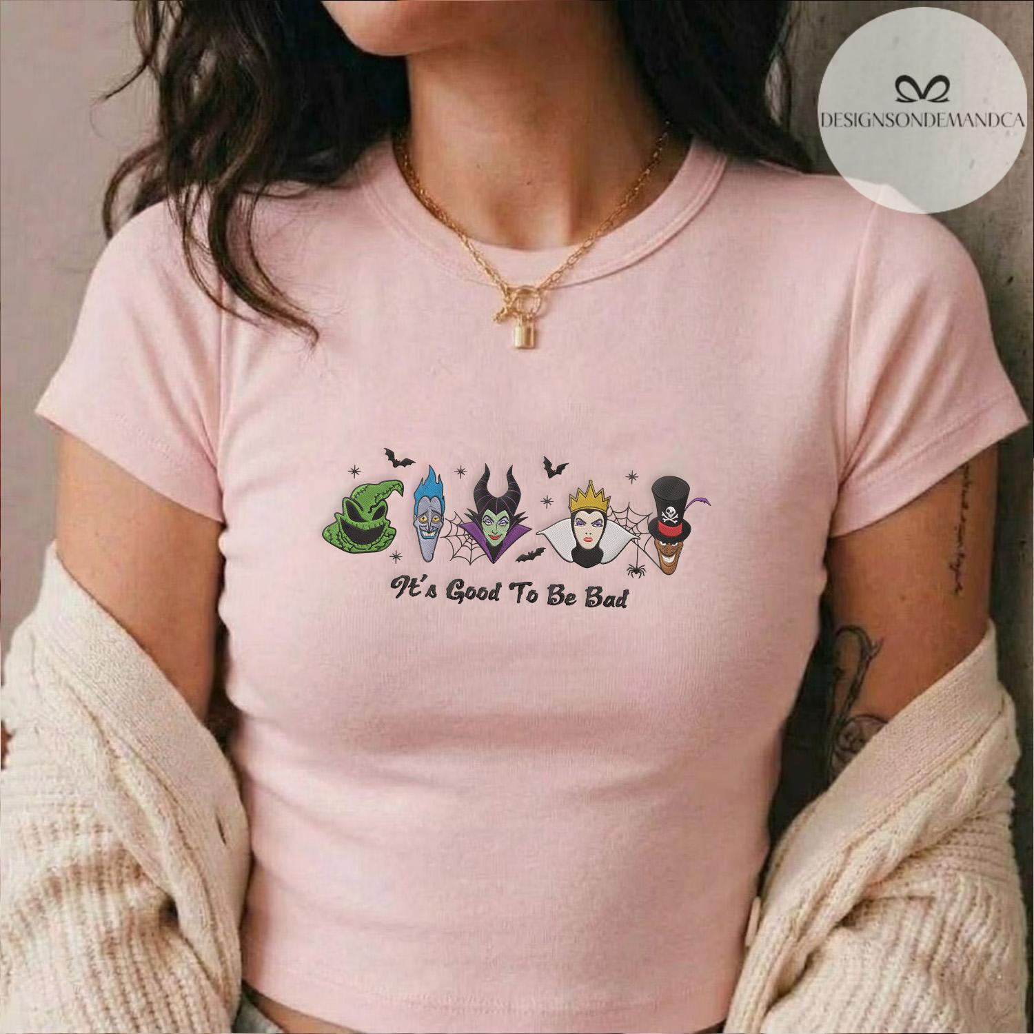 Embroidered Disney Villains Baby Tee Crop Tank With Maleficent Hades Dr Facilier – It's Good to Be Bad Halloween Family Vacation Tank Top - photo 2