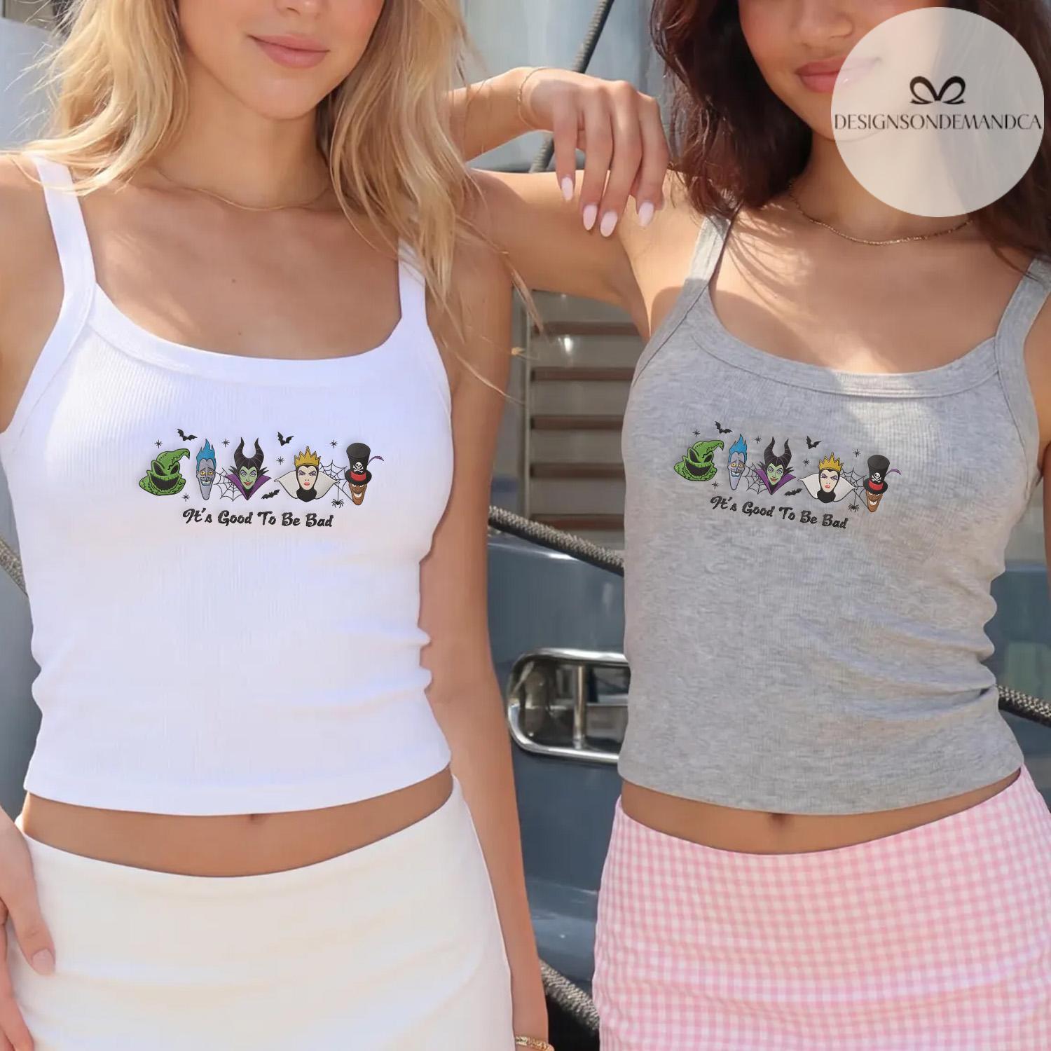 Embroidered Disney Villains Baby Tee Crop Tank With Maleficent Hades Dr Facilier – It's Good to Be Bad Halloween Family Vacation Tank Top - photo 3