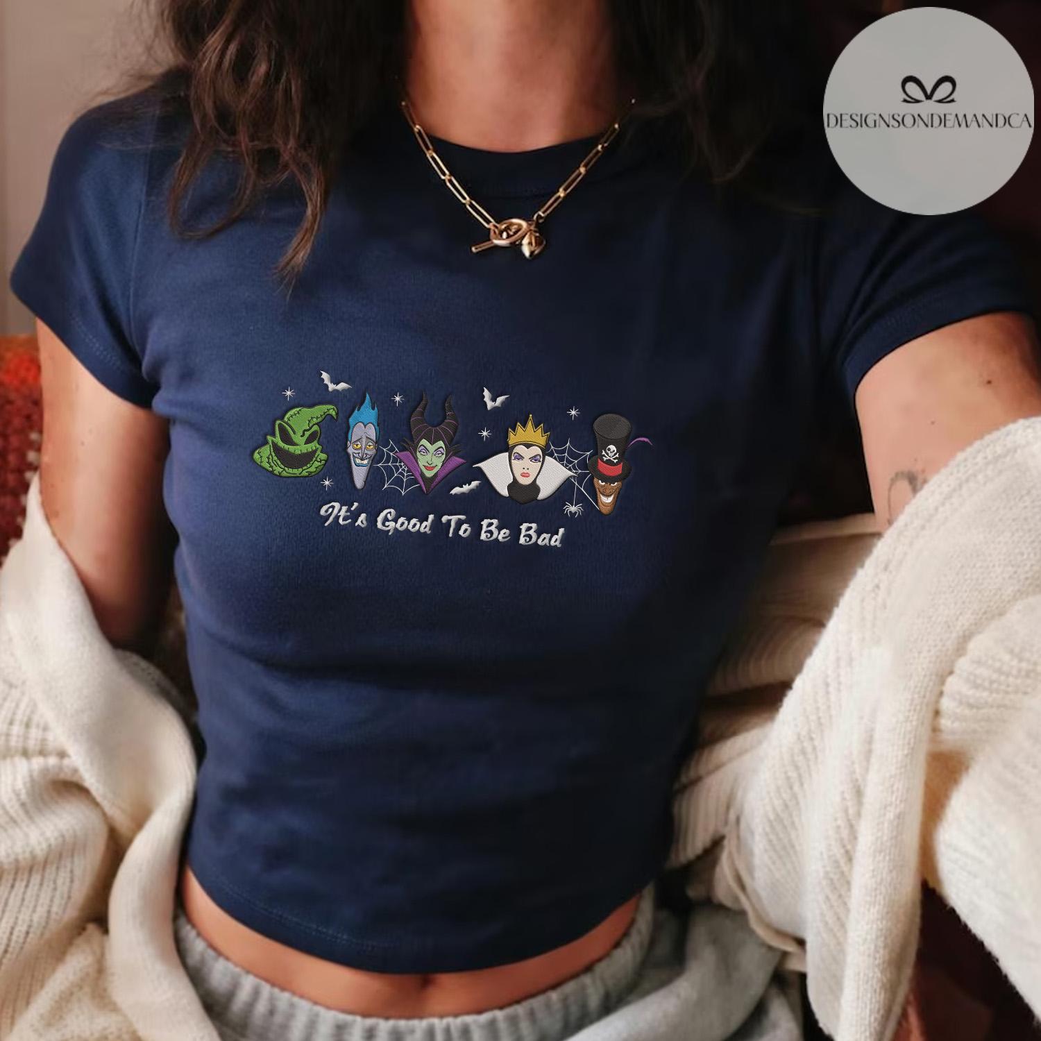 Embroidered Disney Villains Baby Tee Crop Tank With Maleficent Hades Dr Facilier – It's Good to Be Bad Halloween Family Vacation Tank Top - photo 5