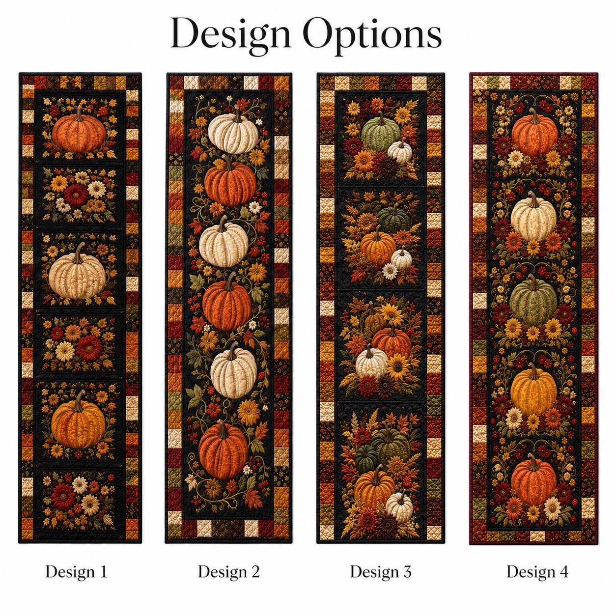 Quilted Style Autumn Harvest and Fall Pumpkin Table Runner – Thanksgiving Farmhouse Dining Table Decor - photo 4