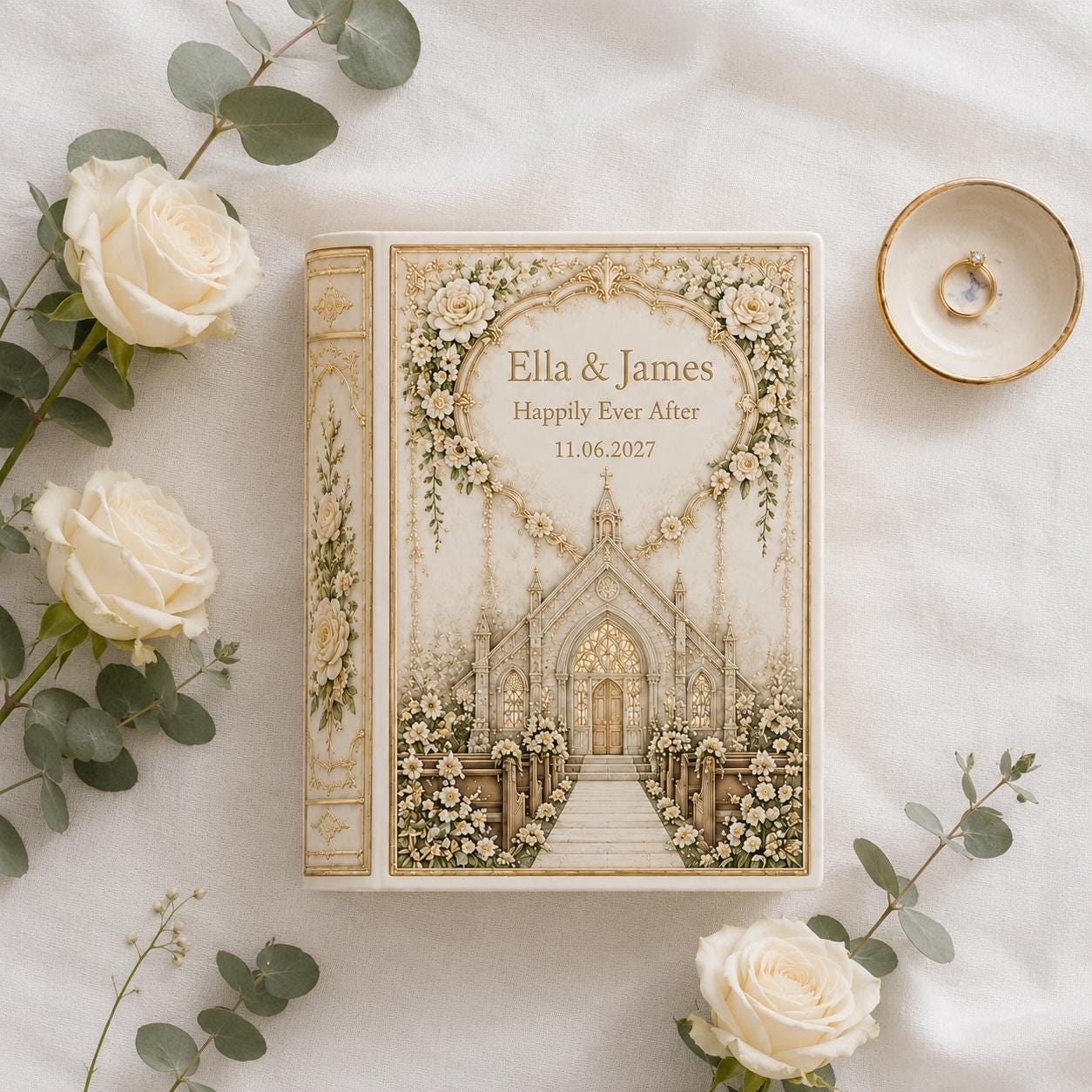 Personalized Wedding Book Vase with Custom Couple Name Ceramic Vase and Church Floral Bridal Shower Gift for Wedding Keepsake Decor - photo 2