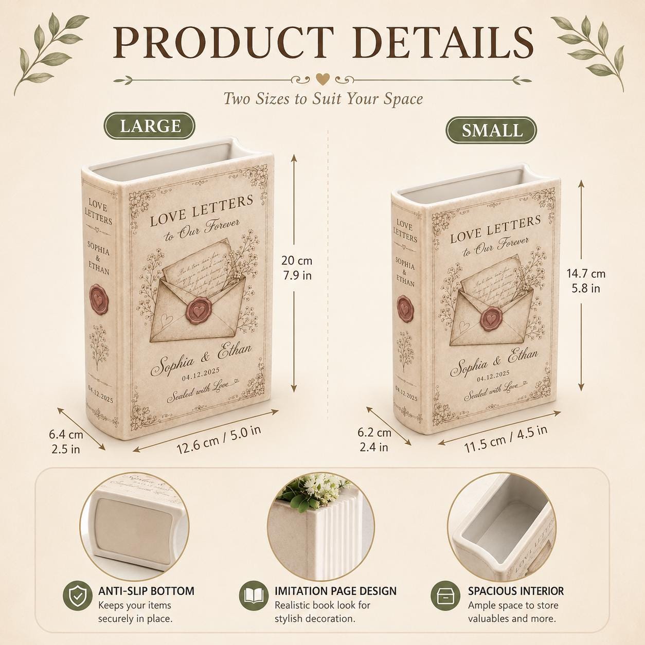 Personalized Wedding Book Vase with Custom Couple Name Ceramic Vase and Church Floral Bridal Shower Gift for Wedding Keepsake Decor - photo 3