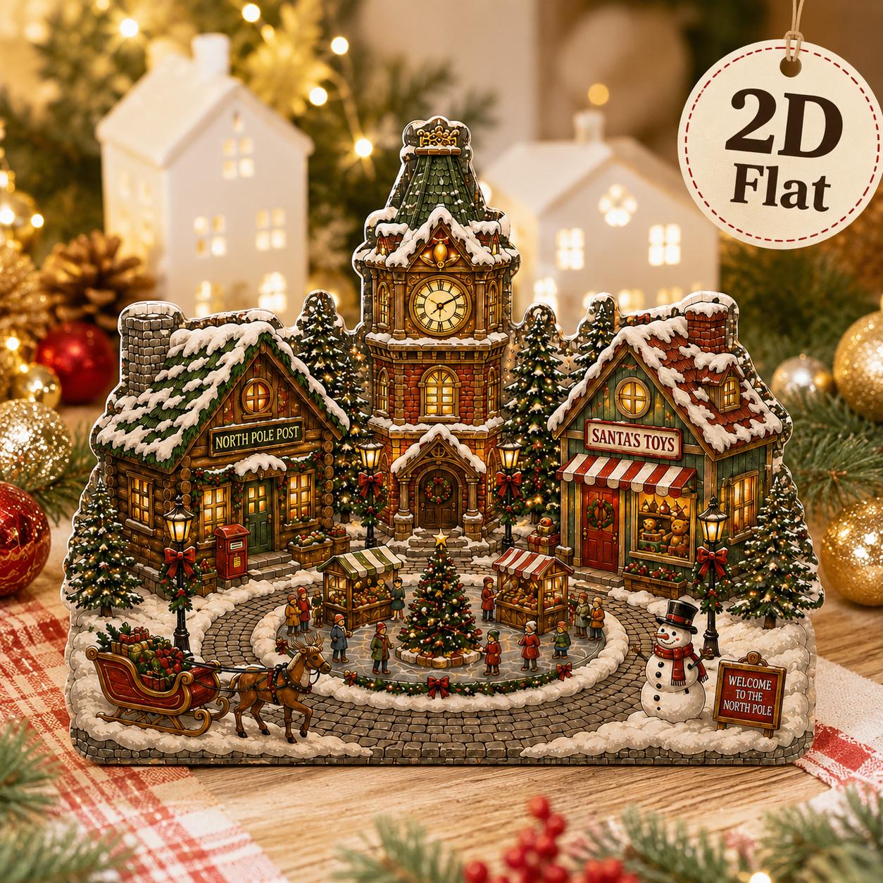 Christmas Village Wooden Block Decor with Cozy Table Display, Mini Holiday Shelf Sitter, and Rustic Farmhouse Mantel Decoration - photo 4