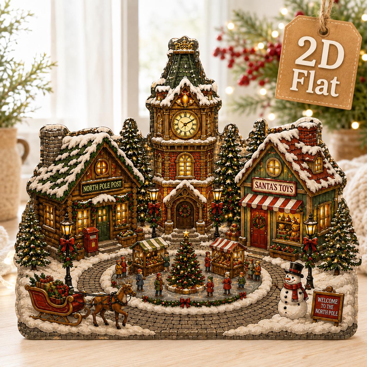 Christmas Village Wooden Block Decor with Cozy Table Display, Mini Holiday Shelf Sitter, and Rustic Farmhouse Mantel Decoration - photo 5