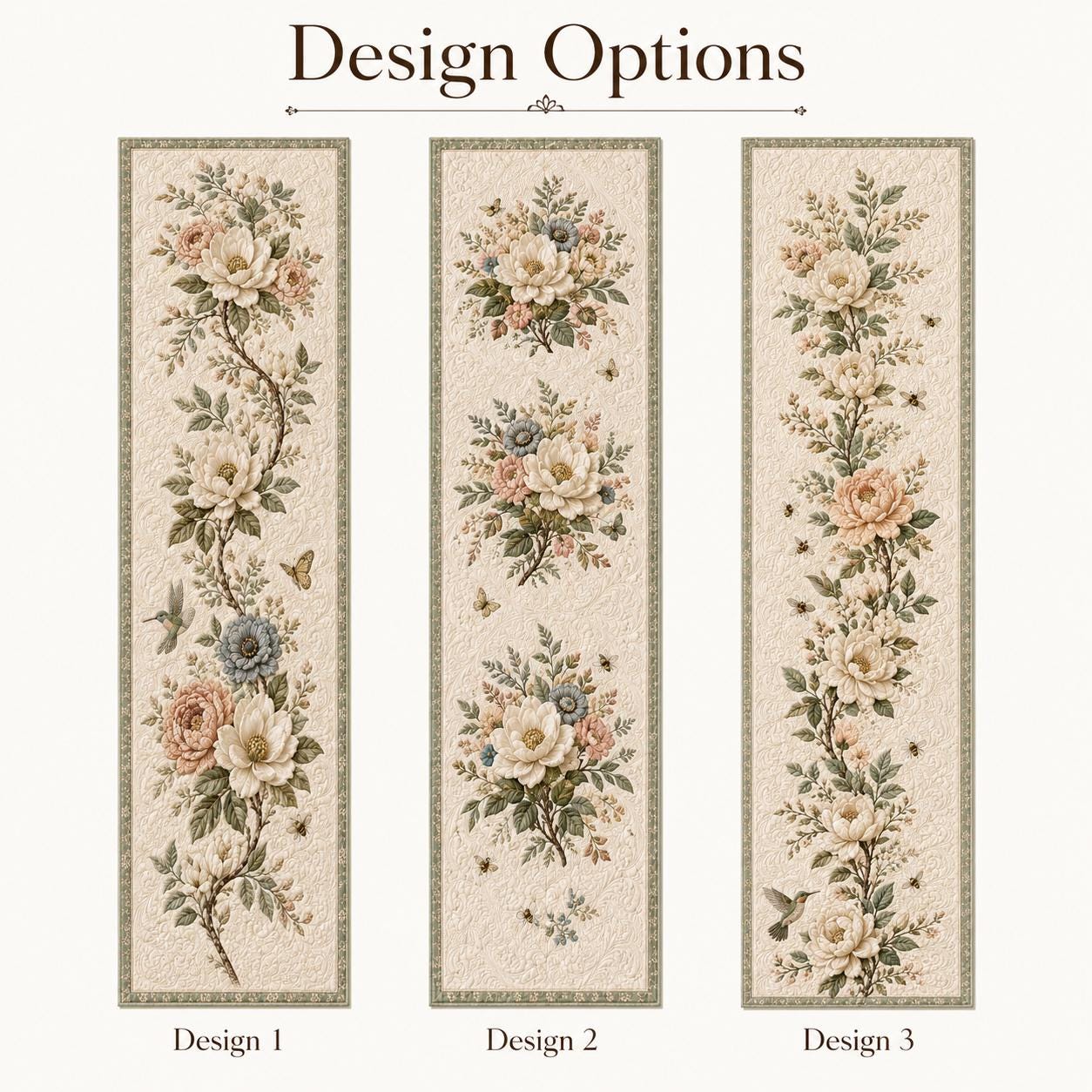 Elegant Botanical White Floral Magnolia Style Table Runner, Spring Dining Table Accent and Farmhouse Decor - photo 3